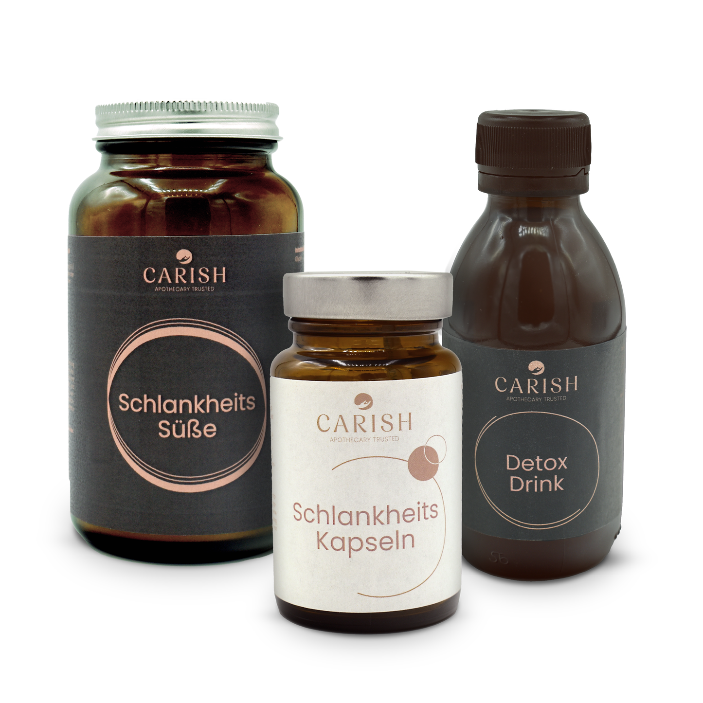 Das Antiheißhunger Paket mit Schlankheitssüße, Schlankheitskapseln und dem Detox Drink.