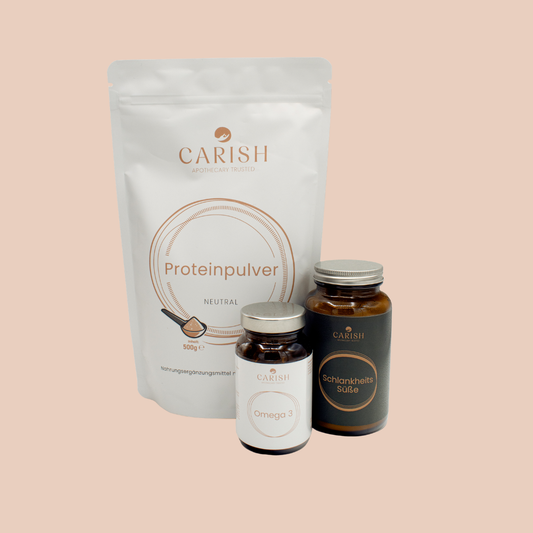 Longevity Paket mit Proteinpulver neutral, Glycin und Omega 3 Kapseln.