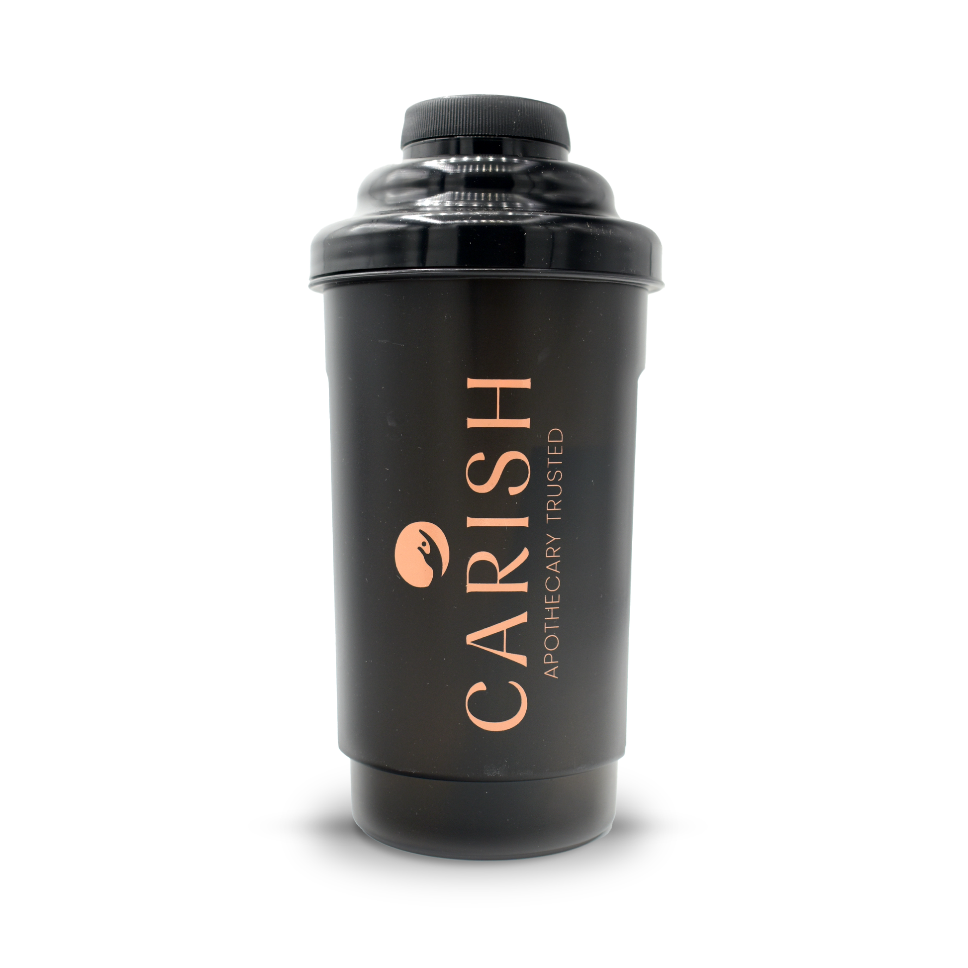 Der Carish Shaker in schwarz mit beiger Schrift. 