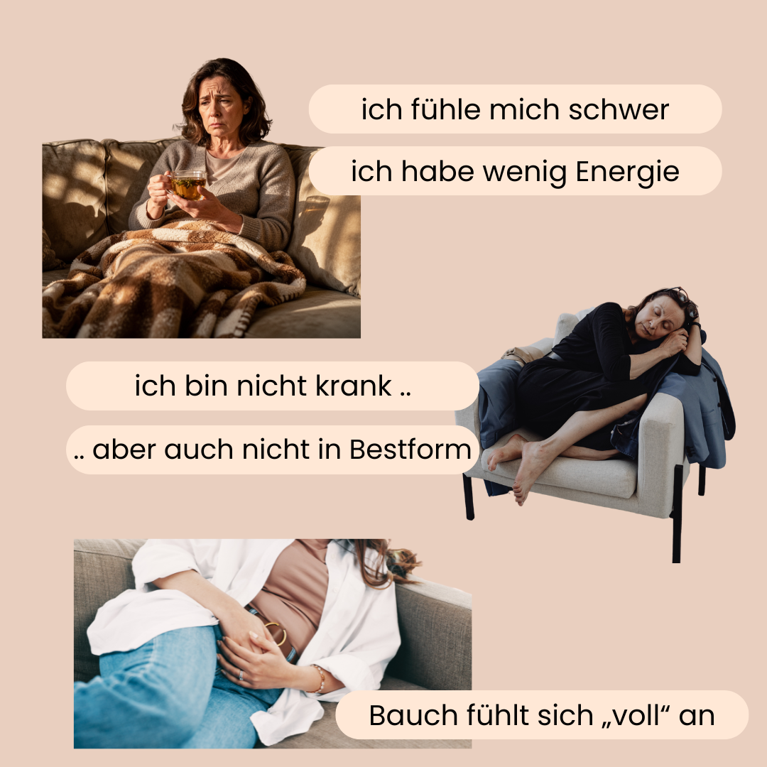 Menschen die auf der Couch sitzen bzw. liegen und sich energielos und schwer fühlen. 
