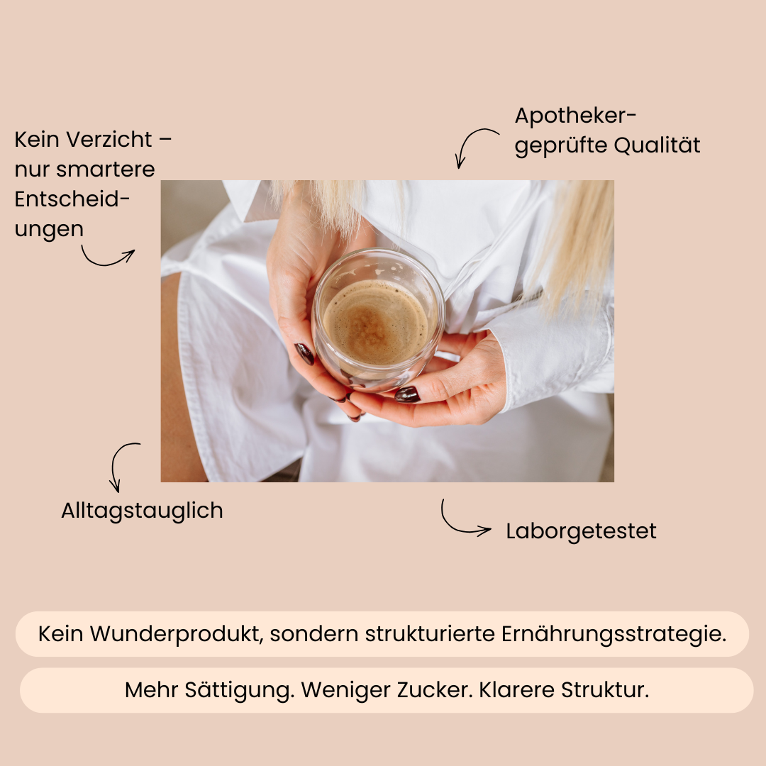 Eine Frau in einem weißem Hemd hält eine Tasse mit Kaffee in ihren Händen. 