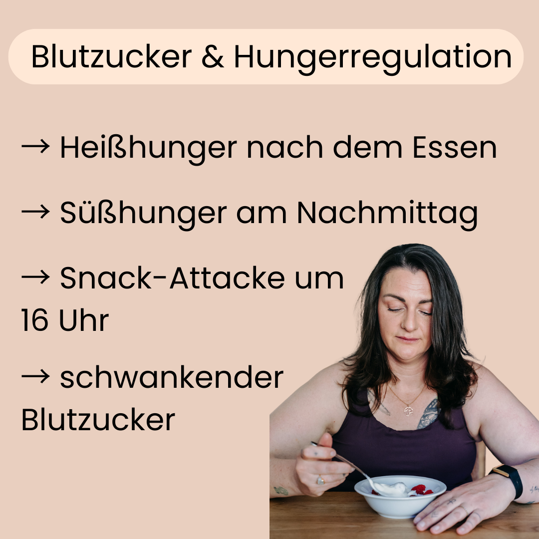 Blutzucker und Hungerregulation. Heißhunger nach dem Essen, Süßhunger am Nachmittag, Snack-Attacke um Uhr und schwankender Blutzucker. 