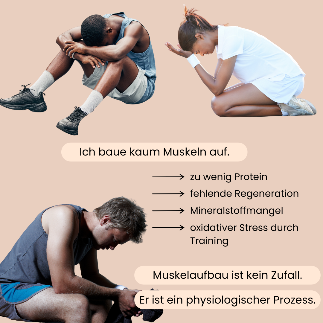 Frustrierte Männer und Frauen nach dem Sport weil sie kaum Muskeln aufbauen. 