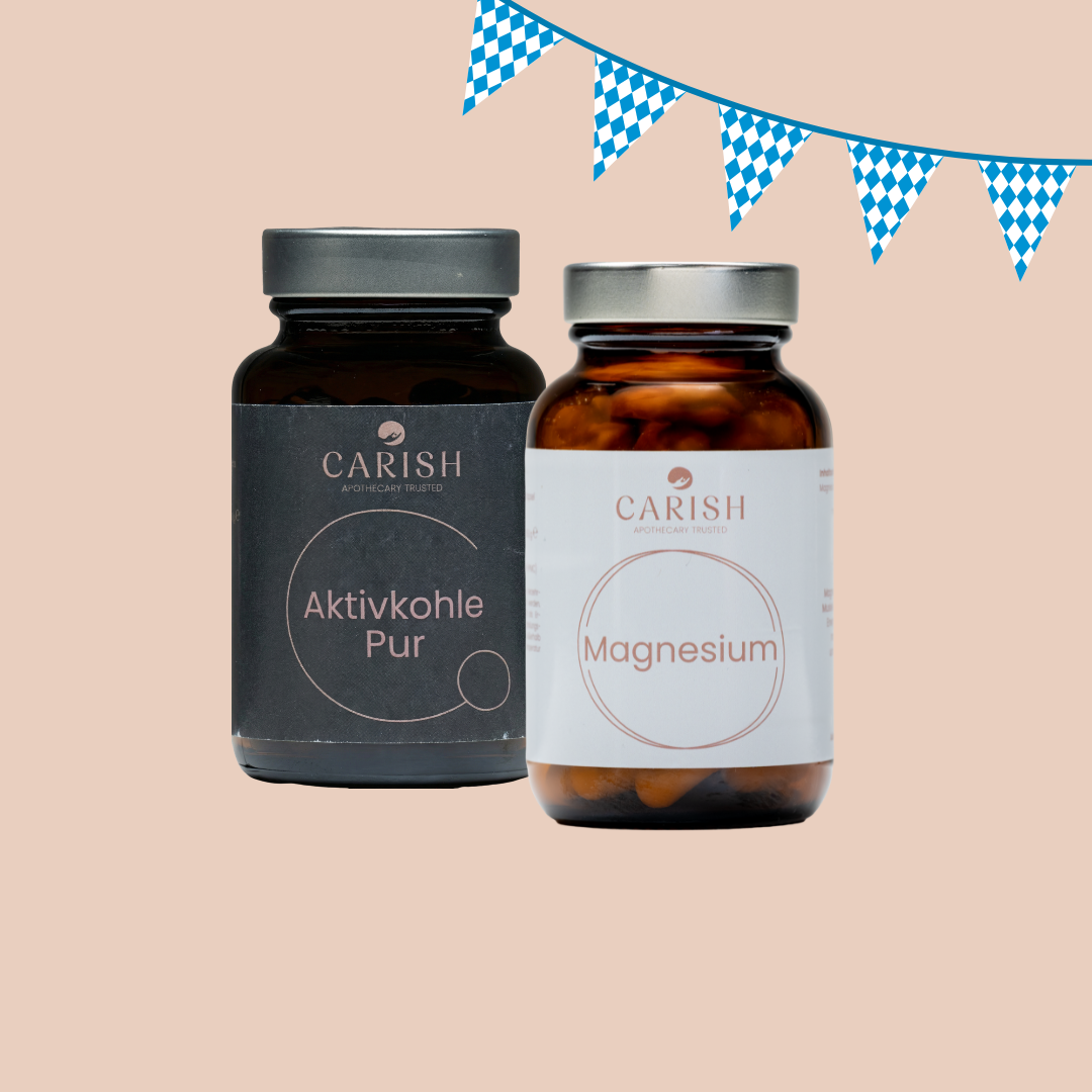 Die 2 Produkte des Wiesn Pakets O zapft is. Aktivkohle pur und Magnesium. 