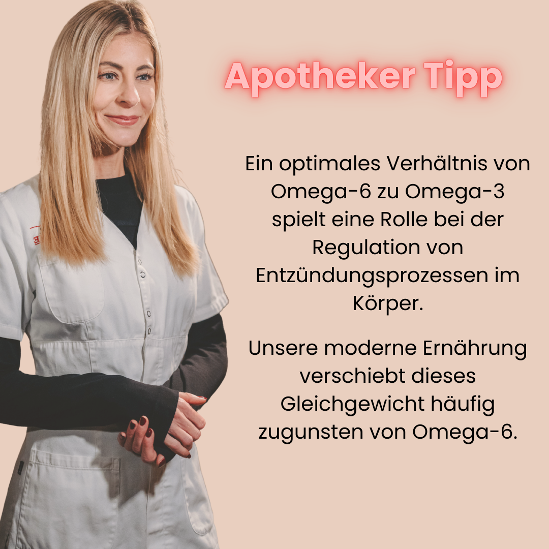 Ein Apothecker Tipp von Nina Milenkovics zu den Omega 3 Kapseln um Entzündungsprozesse im Körper zu regulieren. 