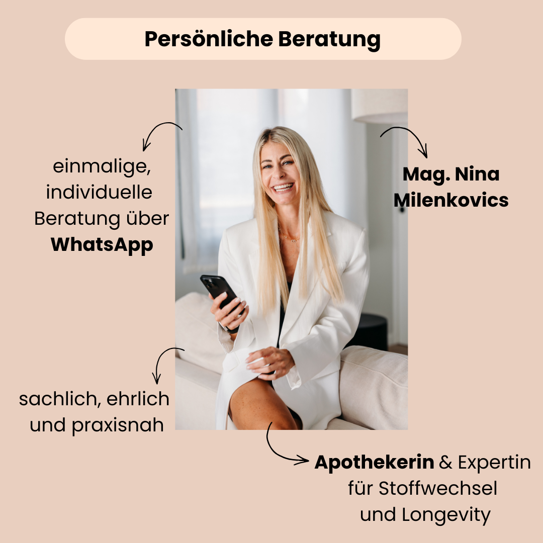 Persönliche Betreuung durch Mag. Nina Milenkovics individuell über WhatsApp. Sachlich, ehrlich und praxisnah. 