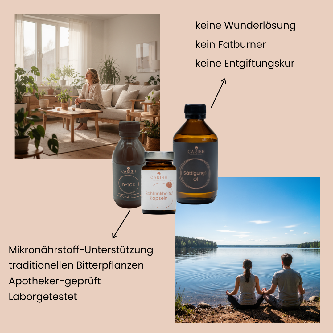 Das Schlankheitspaket von Carish und entspannte Leute auf einer Seite.