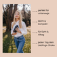 Nina Milenkovics steht in einem Park und hat einen schwarzen Shaker von Carish in ihren Händen. Perfekt für unterwegs, leicht und kompakt, für Gym und Alltag, jeden Tag deinen Lieblingsshake. 